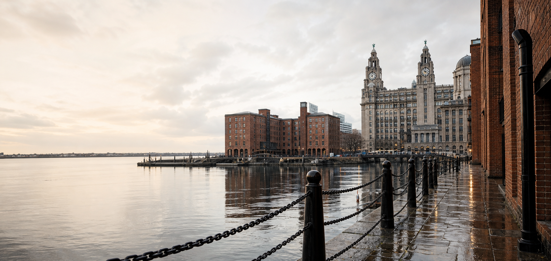 Generated concept image of Liverpool docks waterfront
